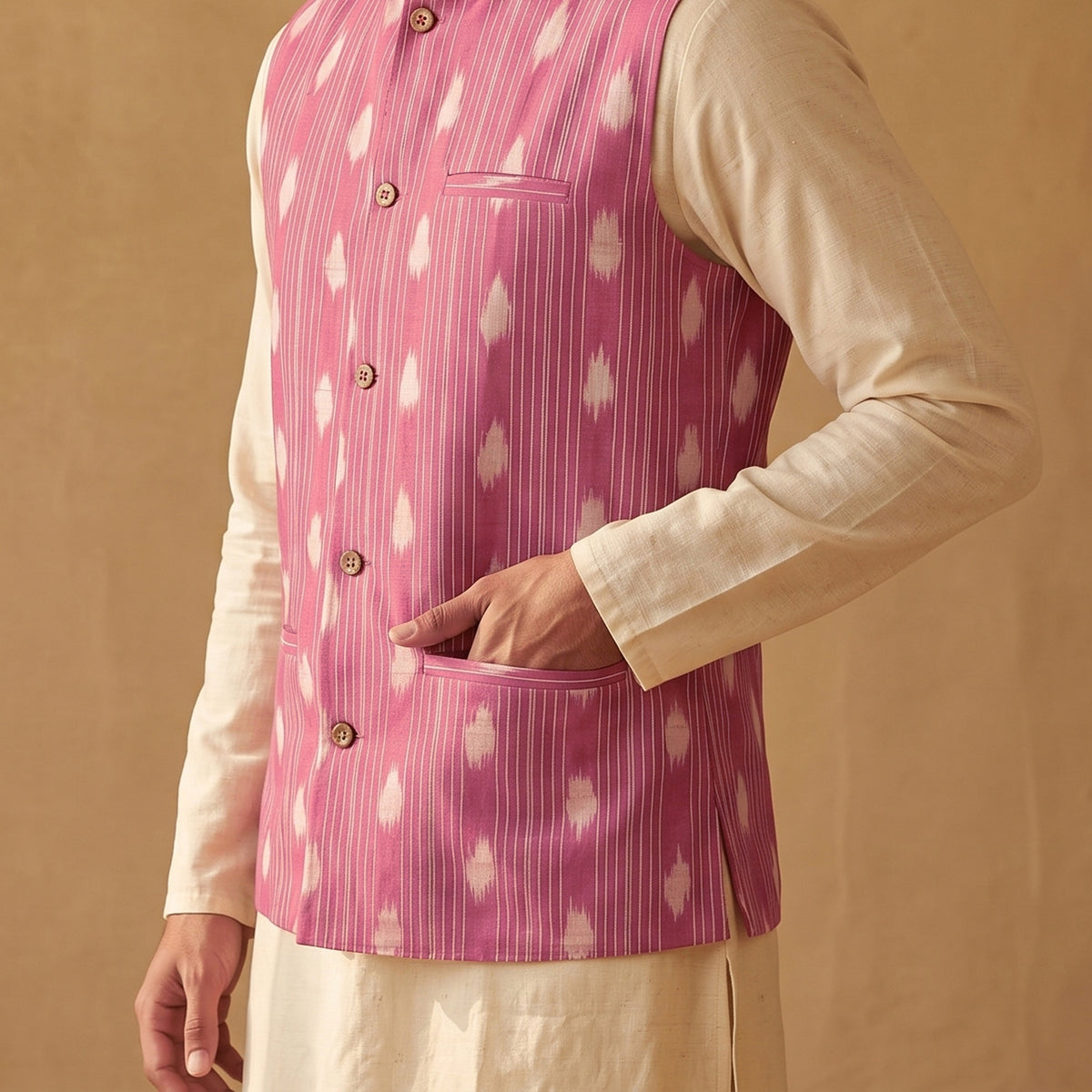 Pochampally Ikat Cotton Men Nehru Jacket 07