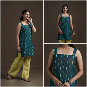 Pochampally Ikat Cotton Sleeveless Short Kurta for Women 30