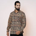 Black - kalamkari printed cotton men full sleeve shirt - l