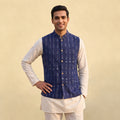 Sambalpuri Ikat Weave Cotton Men Nehru Jacket 08