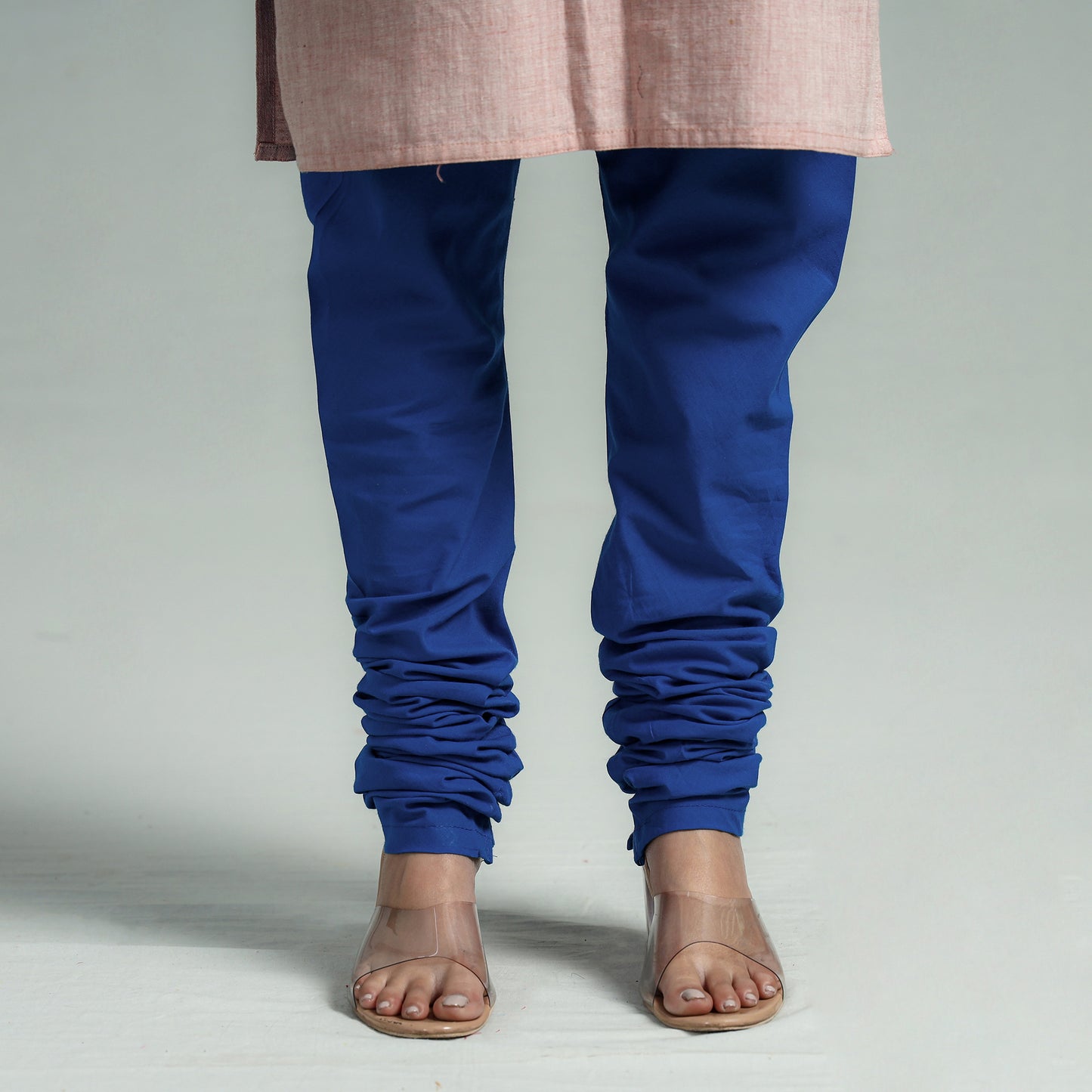 Dark Blue - Plain Dyed Cotton Ankle Length Churidar