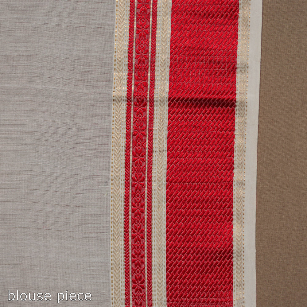 White - Durga Pooja Special - Traditional Handloom Maheshwari Silk Saree 01