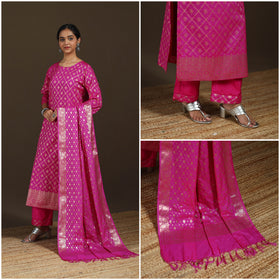 Banarasi Brocade Katan Silk Suit Set with Dupatta for Women 06
