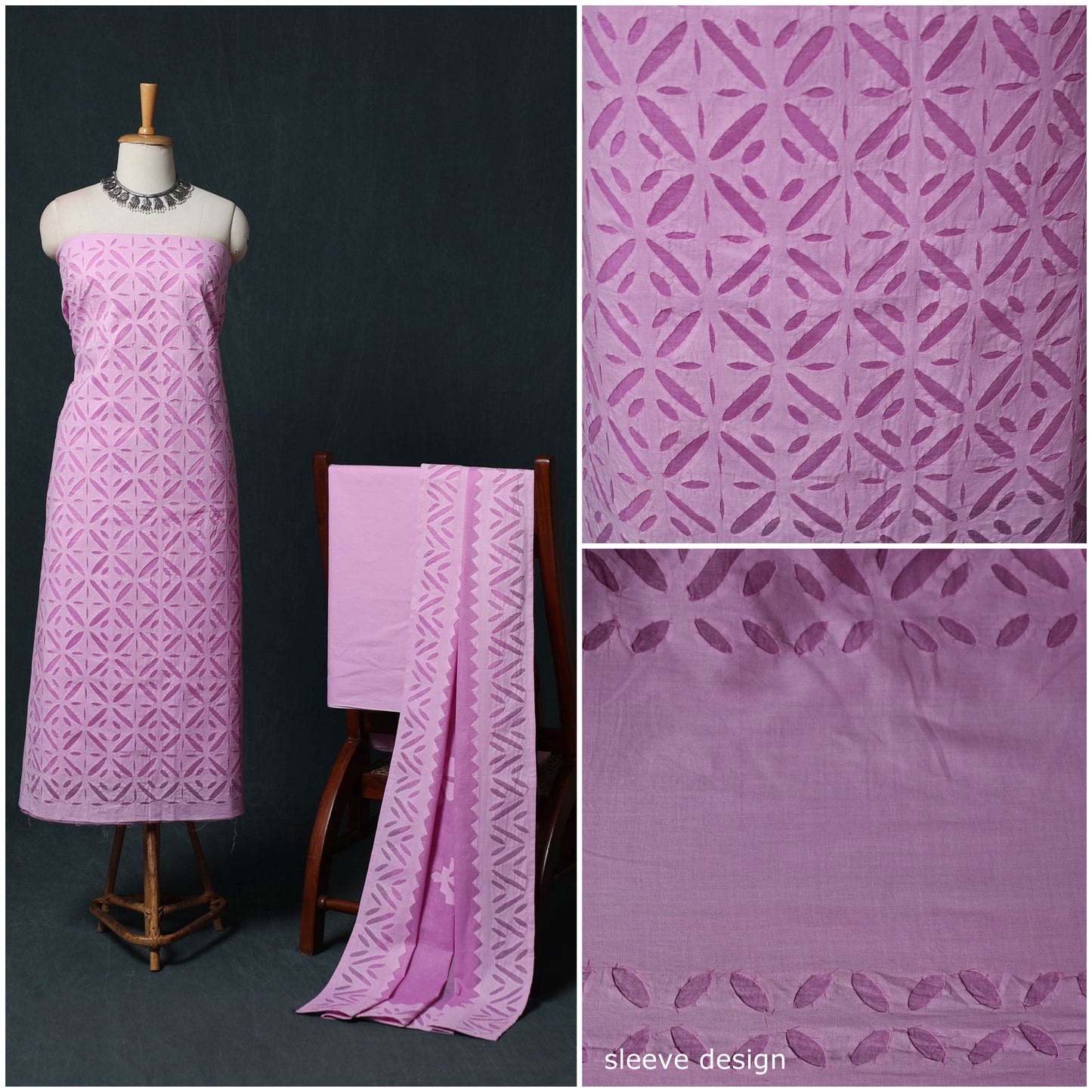 Barmer Applique Cutwork Cotton 3pc Unstitched Dress Material Suit Set 07
