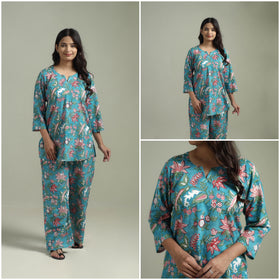 Sanganeri Floral Printed Cotton Night Suit for Women 04