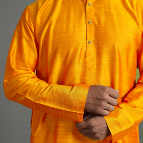  Plain Dyed Slub Silk Men Long Kurta 