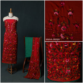 Hand Embroidered Georgette 3pc Unstitched Dress Material Suit Set 07