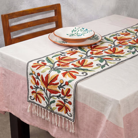 Original Kashmiri Chain Stitch Crewel Hand Embroidery Dining Table Runner (6 x 1 Feet) 32