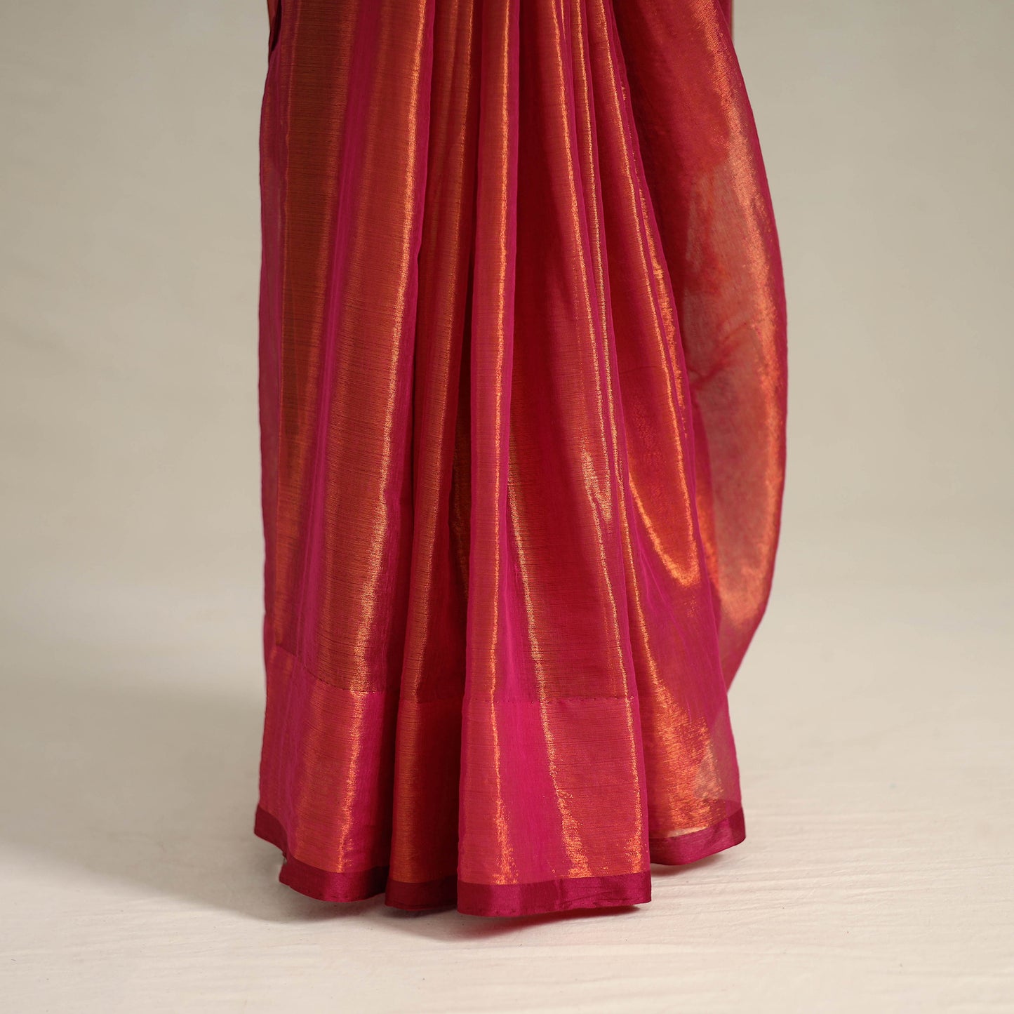 Red - Fine Tissue Zari Bengal Saree with Embroidered Blouse 04