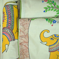 Madhubani Handpainted Chanderi Table Runner & Table Mats Set