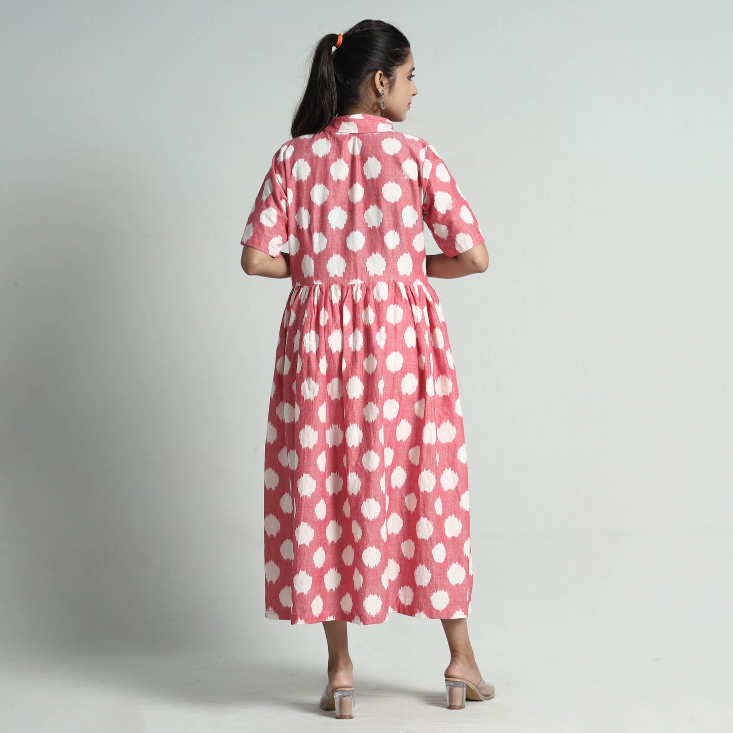 Pink - Pochampally Double Ikat Weave Cotton Dress
