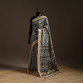 Black - natural dyed pedana chanderi silk kalamkari saree