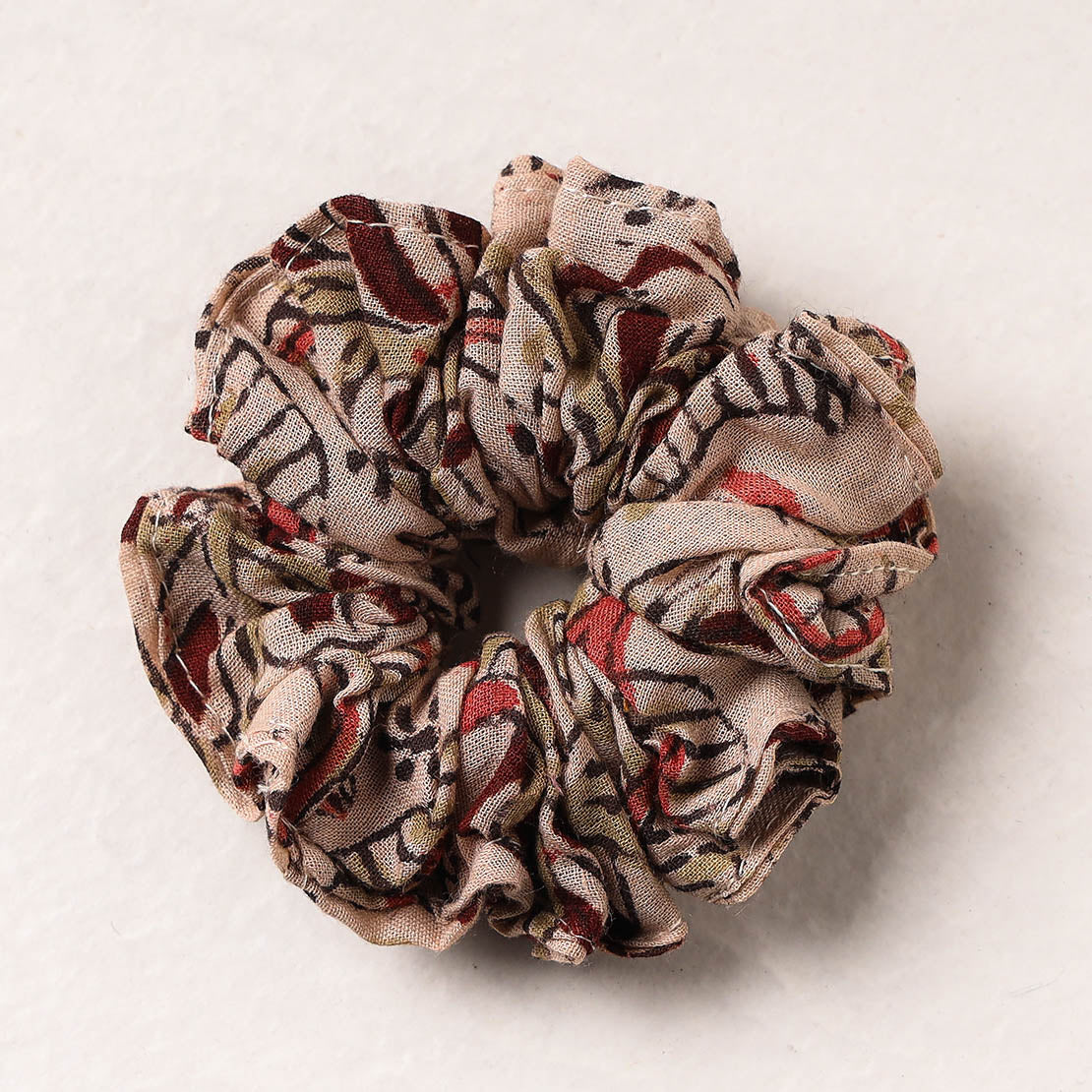   Kalamkari Block Printed Cotton Elastic Rubber Band/Scrunchie 