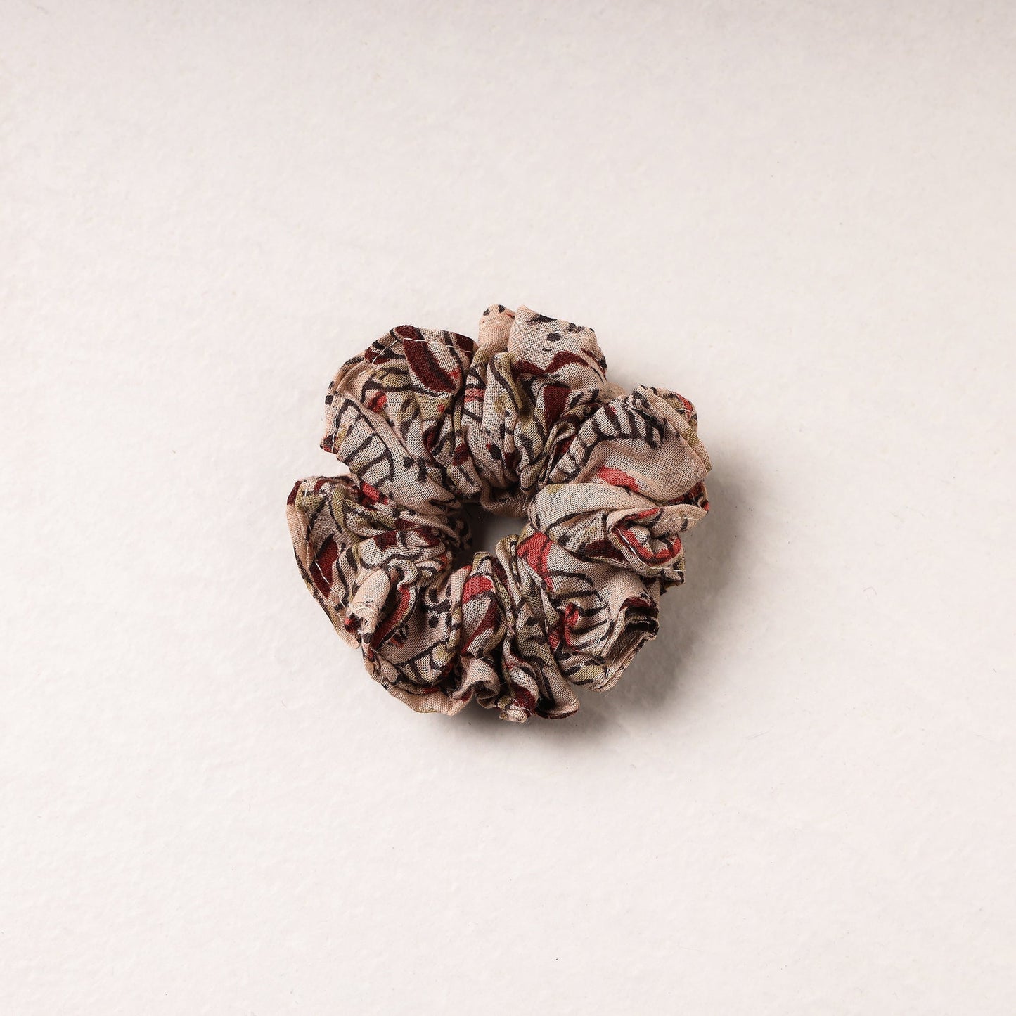   Kalamkari Block Printed Cotton Elastic Rubber Band/Scrunchie 