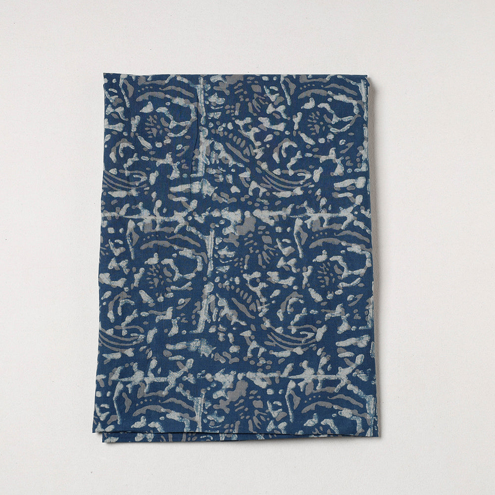 Blue Akola Block Printed Cotton Precut Fabric 