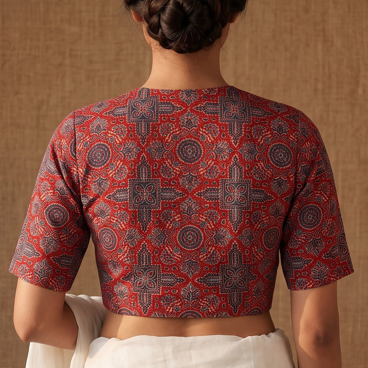 Ajrakh Hand Block Print Modal Silk Readymade Blouse 20