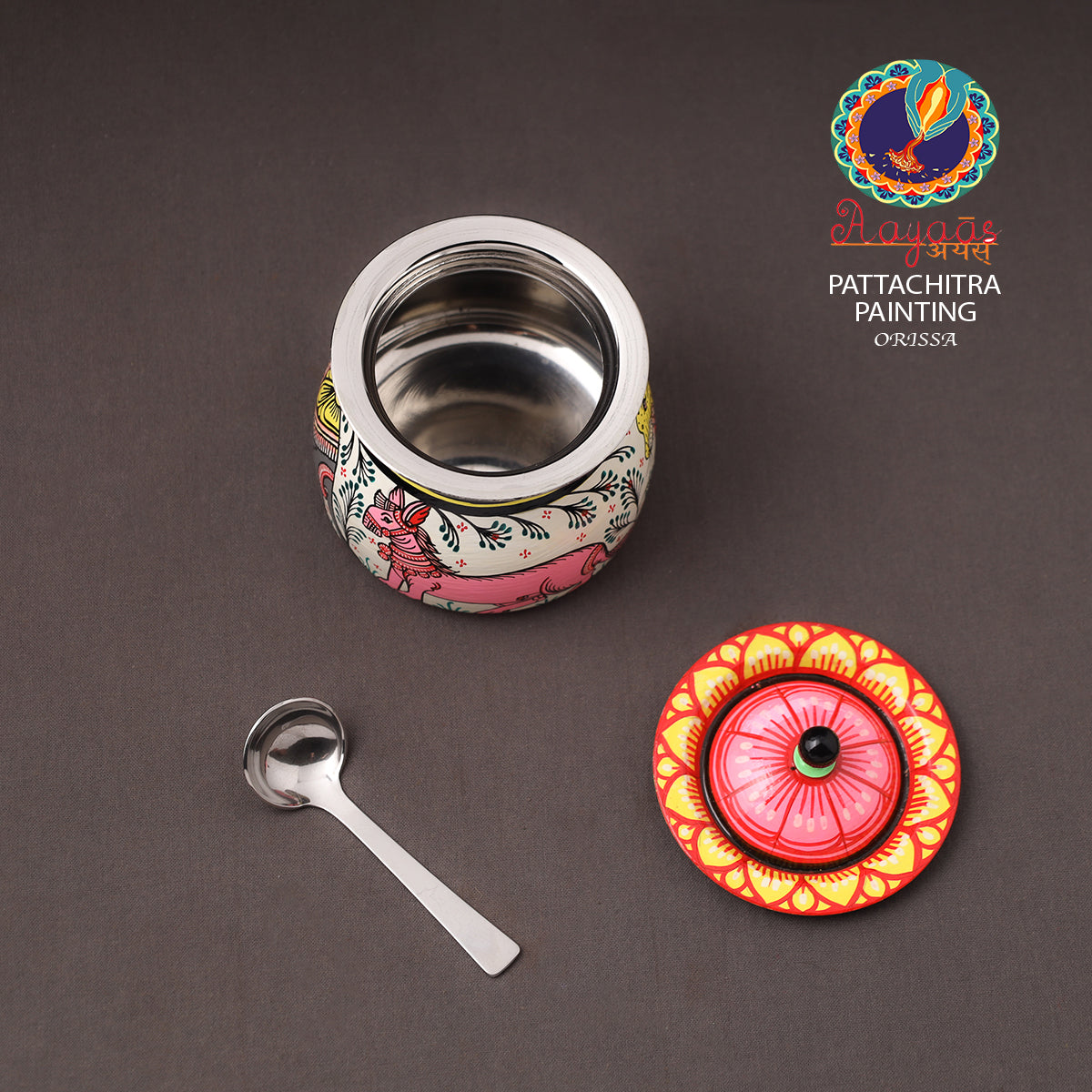 Odisha Pattachitra Handpainted Stainless Steel Ghee Pot 30