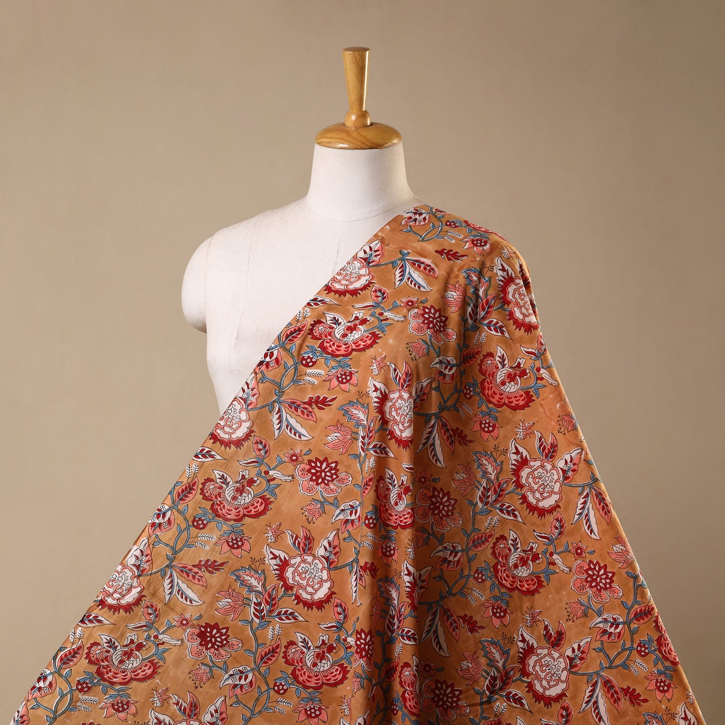 Brown - cotton sanganeri fabric 19 - handcrafted