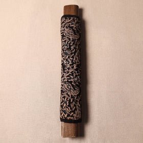 Black Kalamkari Block Printed Fridge Top Cover with Handle Cover