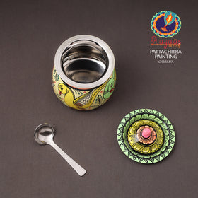 Odisha pattachitra handpainted stainless steel ghee pot