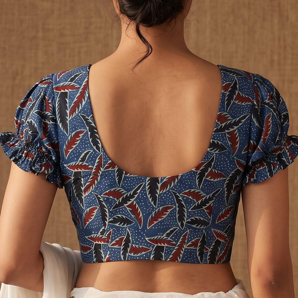Ajrakh Hand Block Print Modal Silk Readymade Blouse 25