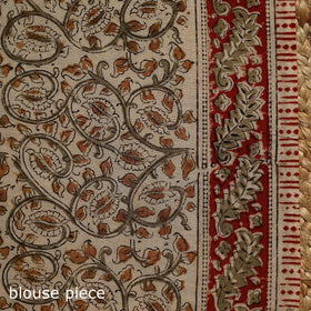 Beige - natural dyed pedana cotton kalamkari saree 30