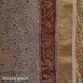 Brown - natural dyed pedana chanderi silk kalamkari saree