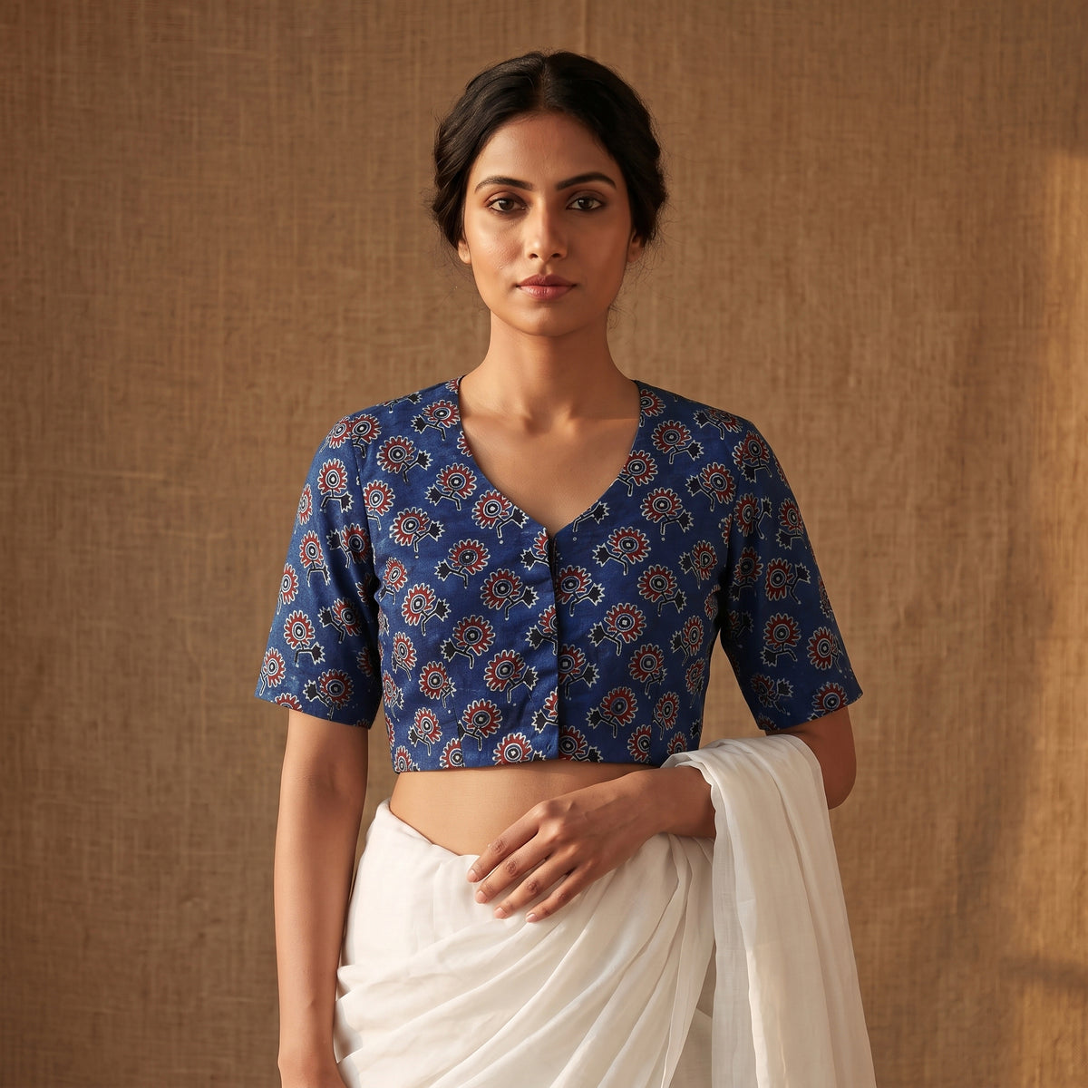 Ajrakh Hand Block Print Modal Silk Readymade Blouse 16