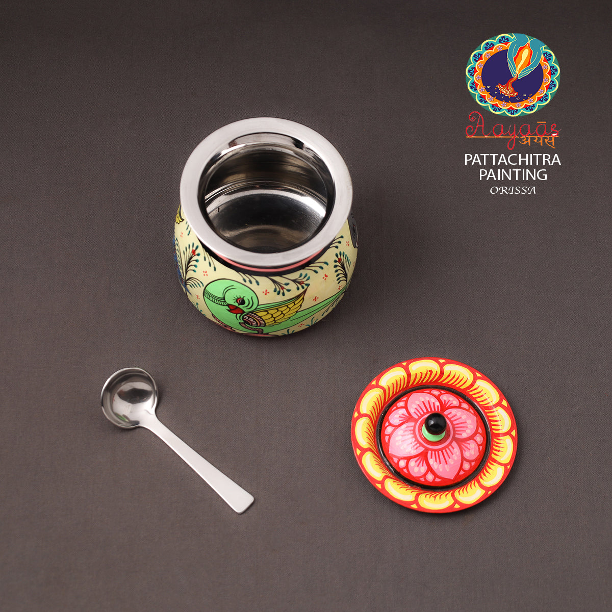 Odisha Pattachitra Handpainted Stainless Steel Ghee Pot 35