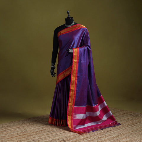 Silk cotton khun saree with ilkal pallu chikki paras border