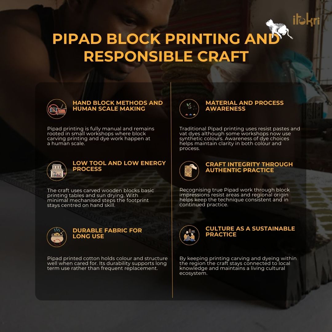 Red - block print cotton pipad blouse piece 131