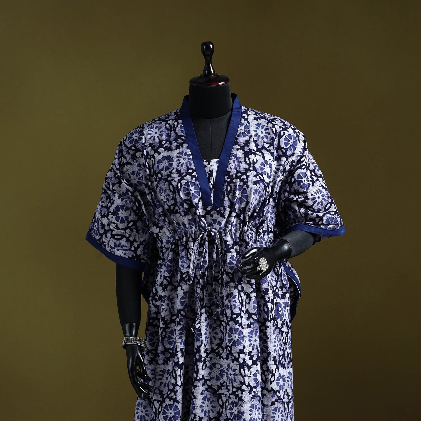 Hand batik cotton long kaftan 04 - handcrafted