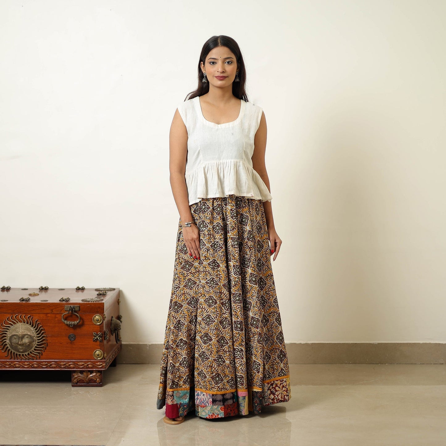 Shop Block Printed Cotton Bagru Skirt 
