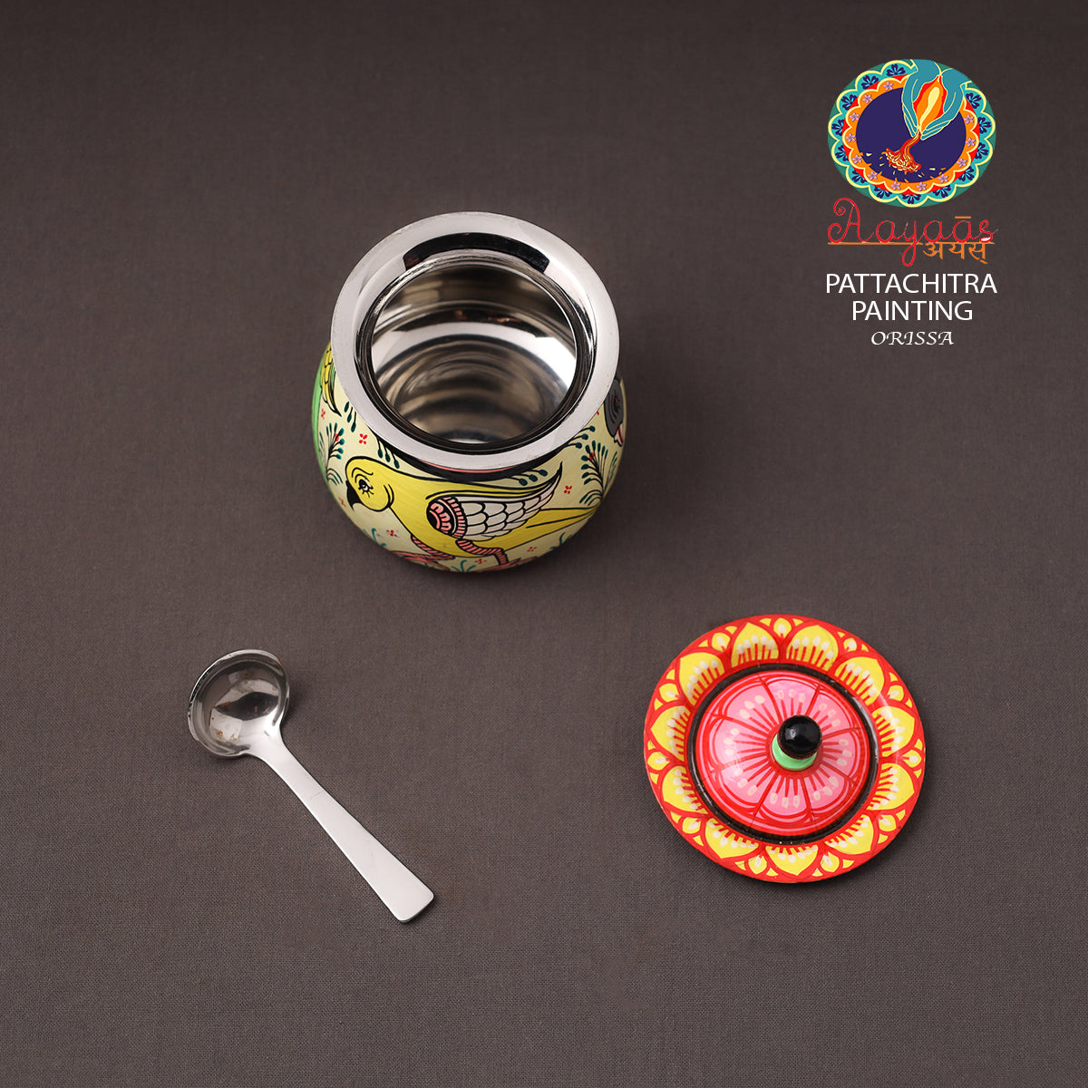 Odisha Pattachitra Handpainted Stainless Steel Ghee Pot 37