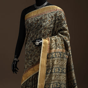 Beige - natural dyed pedana chanderi silk kalamkari saree