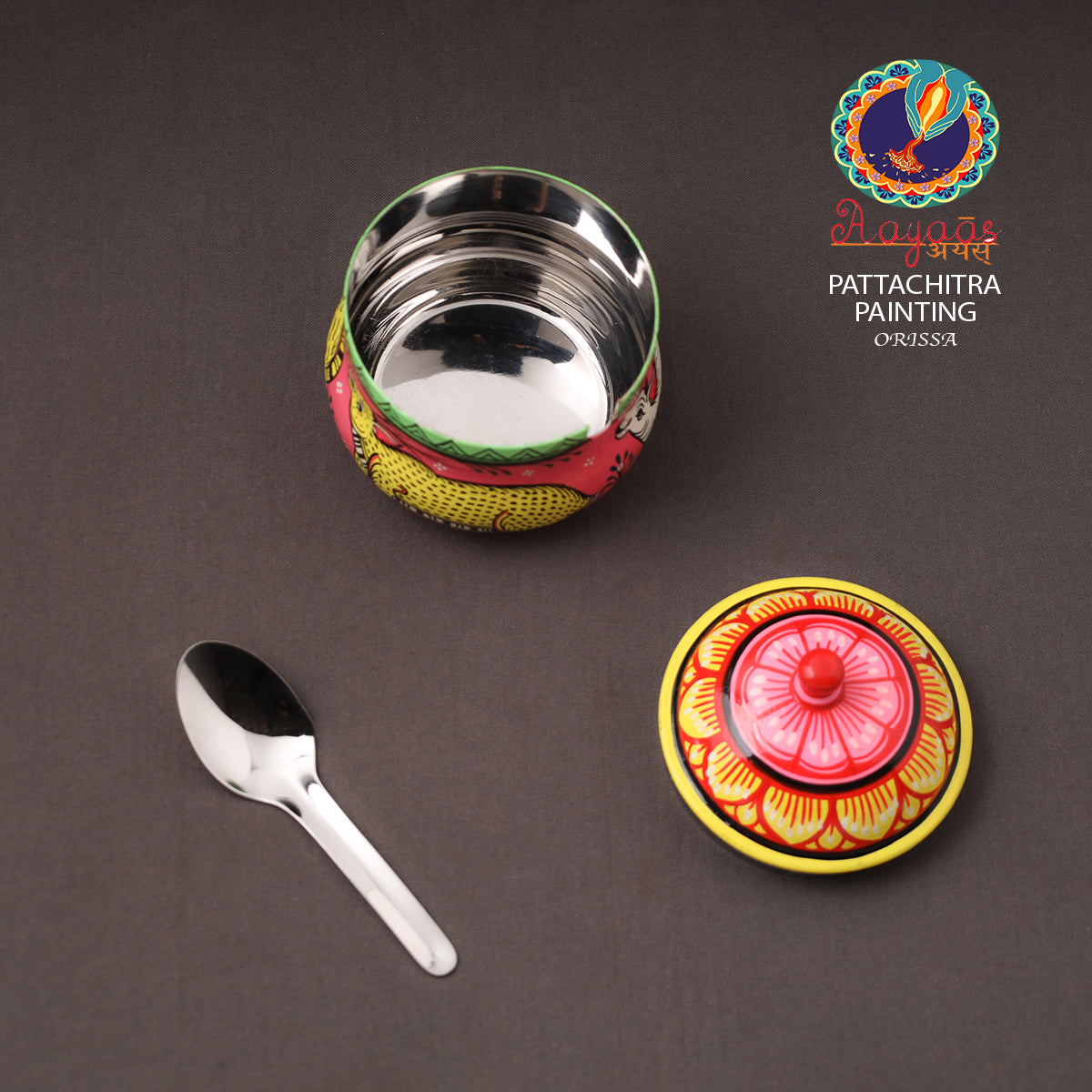 Odisha Pattachitra Handpainted Stainless Steel Ghee Pot 38