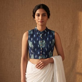 Ajrakh Hand Block Print Modal Silk Sleeveless Readymade Blouse 13