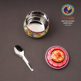 Odisha pattachitra handpainted stainless steel ghee pot