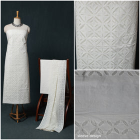 Barmer Applique Cutwork Cotton 3pc Unstitched Dress Material Suit Set 08