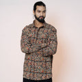 Black - kalamkari printed cotton men full sleeve shirt