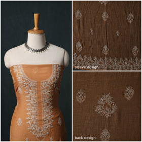 Mul Chanderi Semi Stitched Hand Embroidered 2pc Chikankari Kurta Set 07