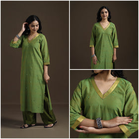 Mangalagiri Pure Handwoven Cotton Mirror Work Straight Kurta for women 25