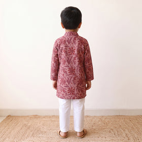 Pink - kids pure cotton kurta in bagru block prints (2-3