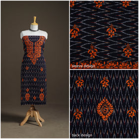 Lucknowi Chikankari Hand Embroidered Cotton Unstitched Kurta Material (2.5M) 08