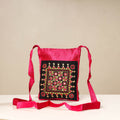Pink - kutch neran embroidery mashru silk sling bag
