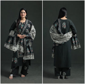 Indonesian Hand Batik Print Cotton Suit Set with Dupatta for Women 05