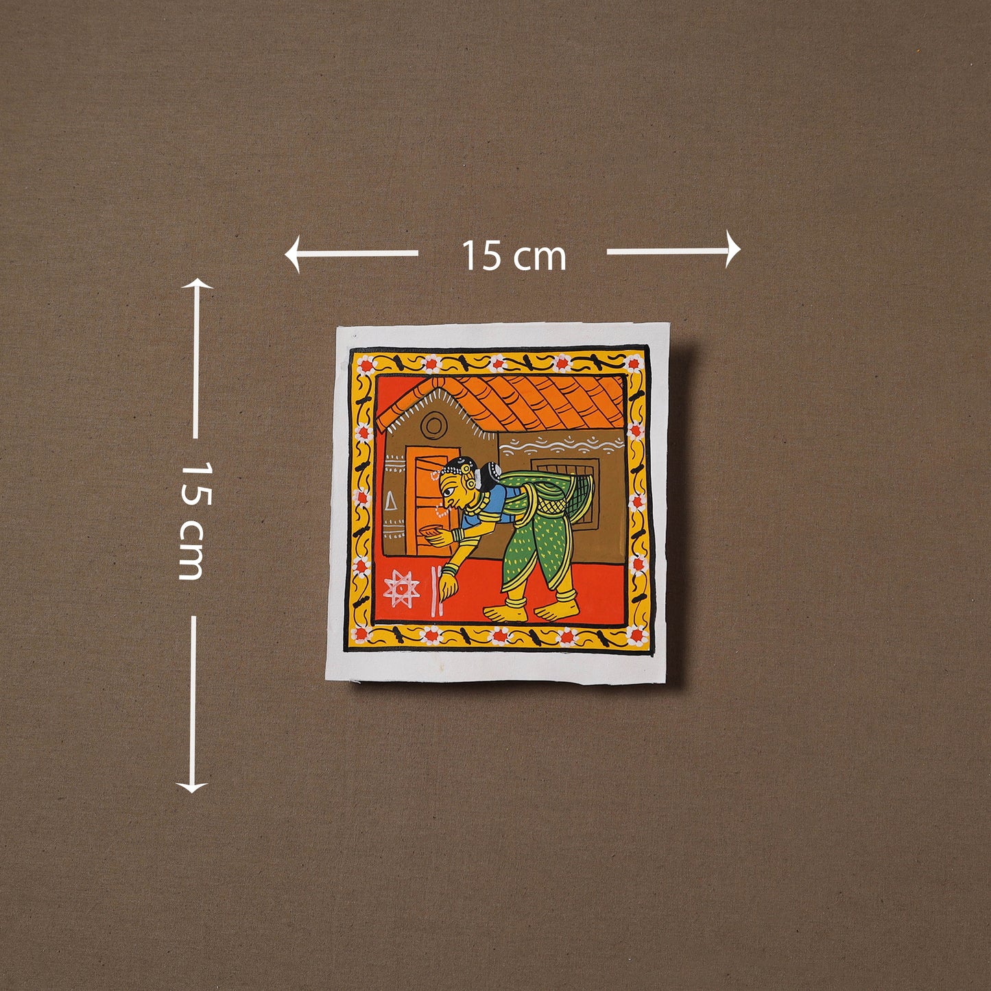 Handpainted Cheriyal Scroll Painting by Dhanalakota Sai Kiran (6 x 6 in) 46