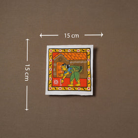 Handpainted Cheriyal Scroll Painting by Dhanalakota Sai Kiran (6 x 6 in) 46
