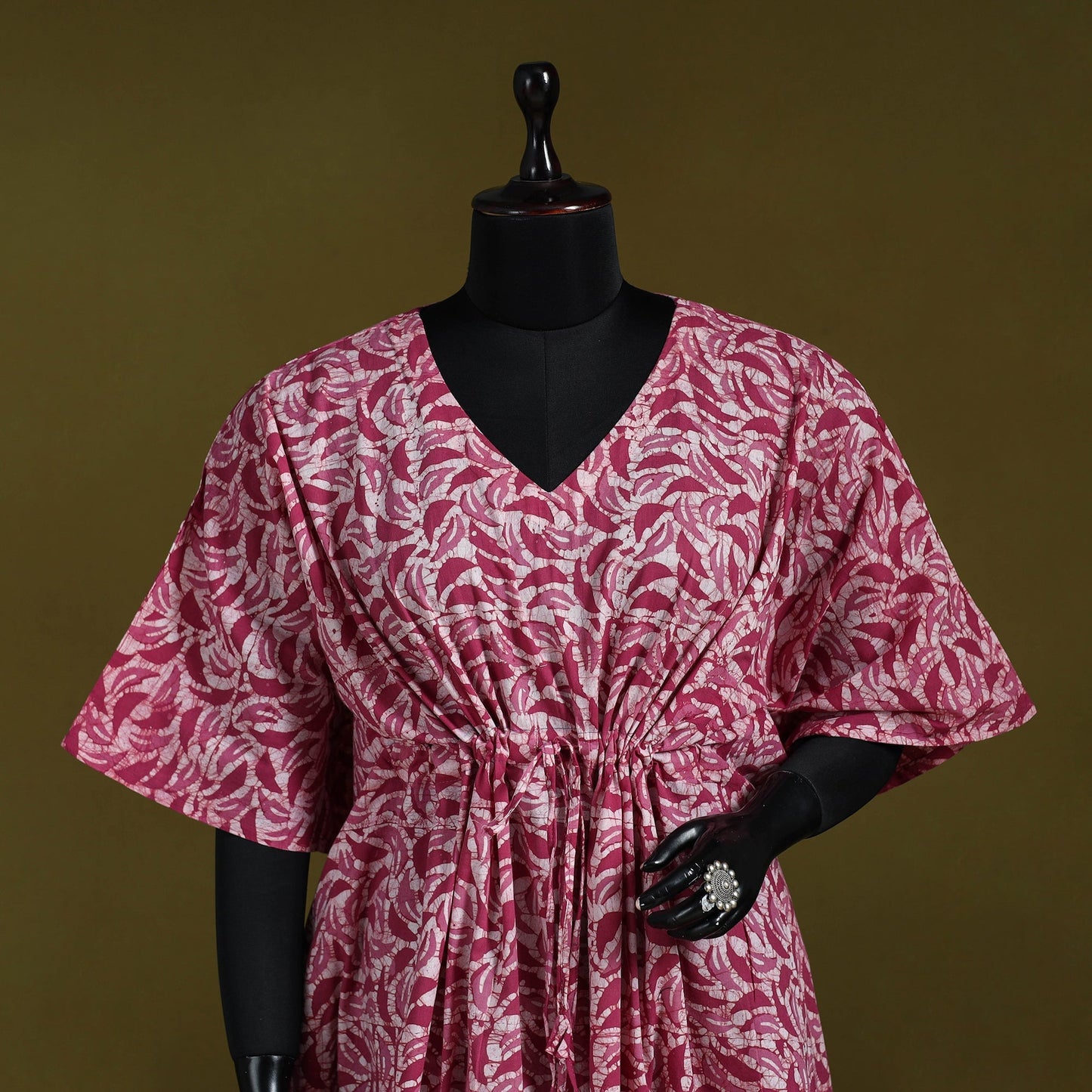 Hand batik cotton medium kaftan 50 - handcrafted