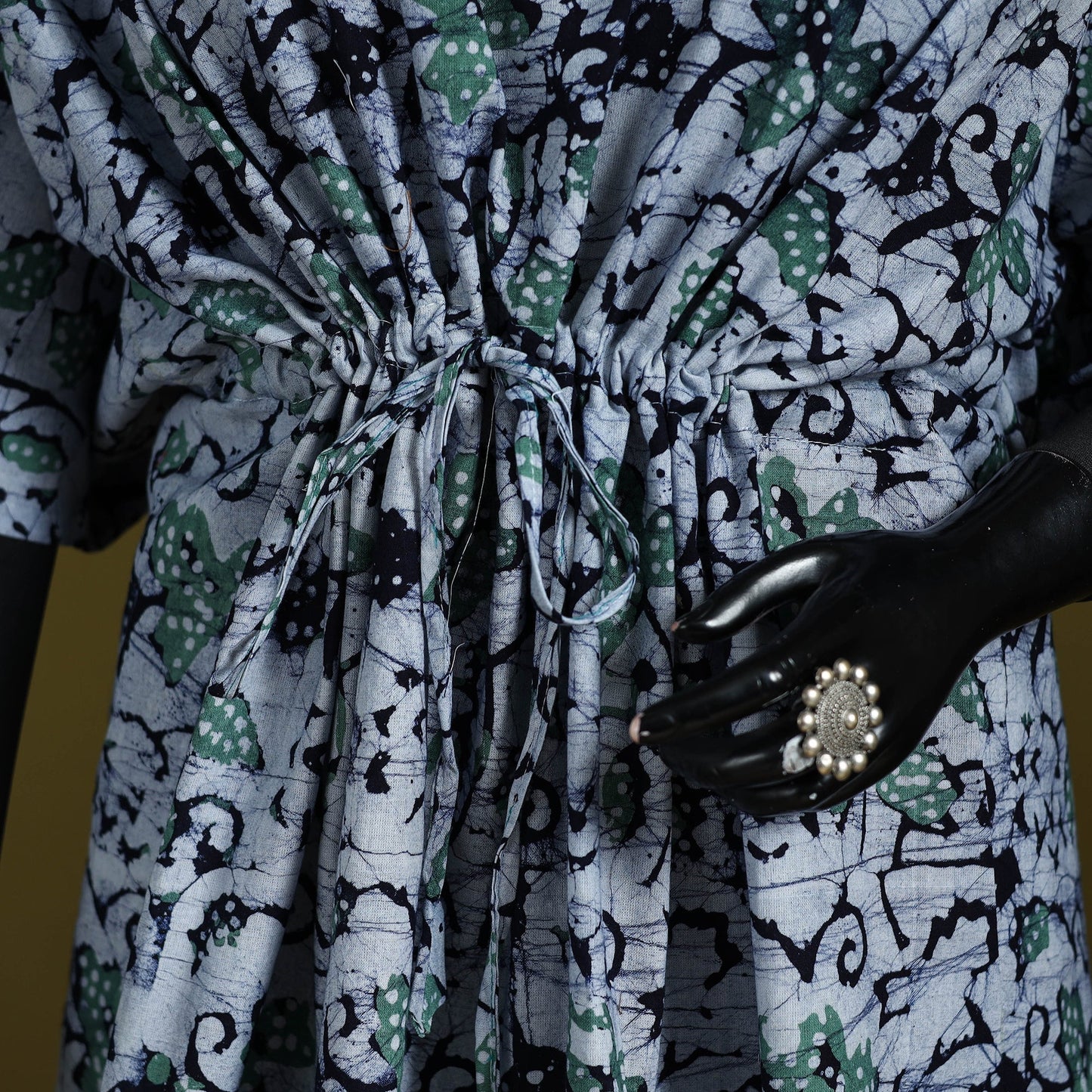 Hand batik cotton short kaftan 38 - handcrafted